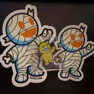 Super7 Mummy Boy Enamel Pin and Stickers